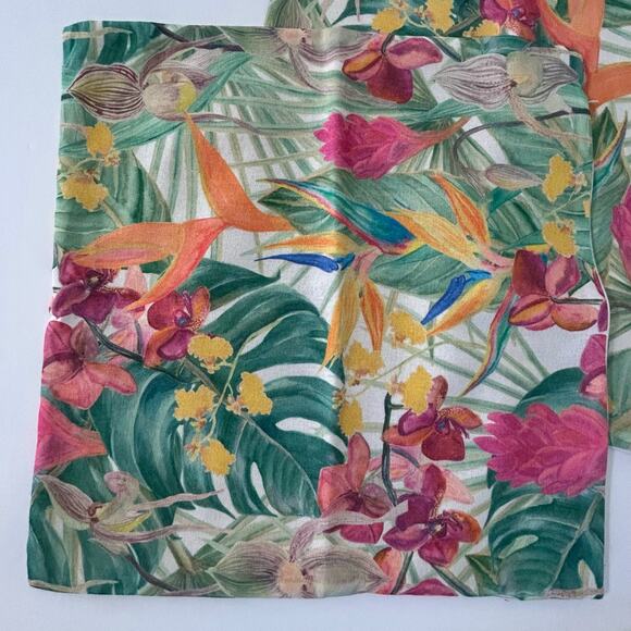 Tropical Pillow Cover Set of 3 Floral Flowers Island Coastal Beach Palms - Picture 3 of 7